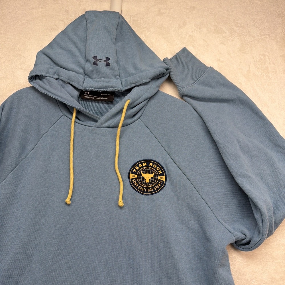 Under Armour Project Rock Hoodie Men Medium Team Rock Training Gym Blue